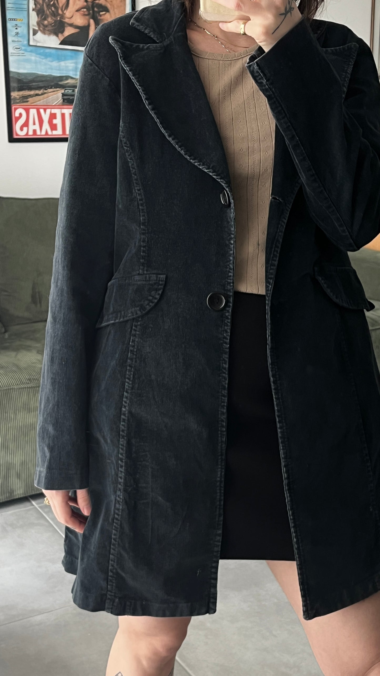 Black Midi Corduroy Jacket