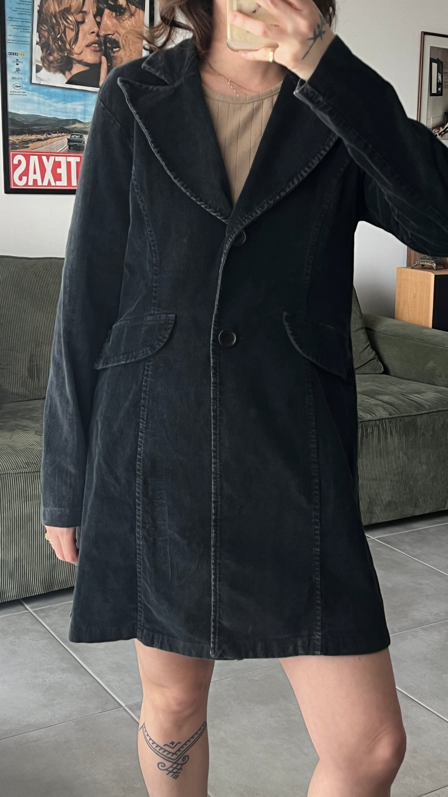 Black Midi Corduroy Jacket