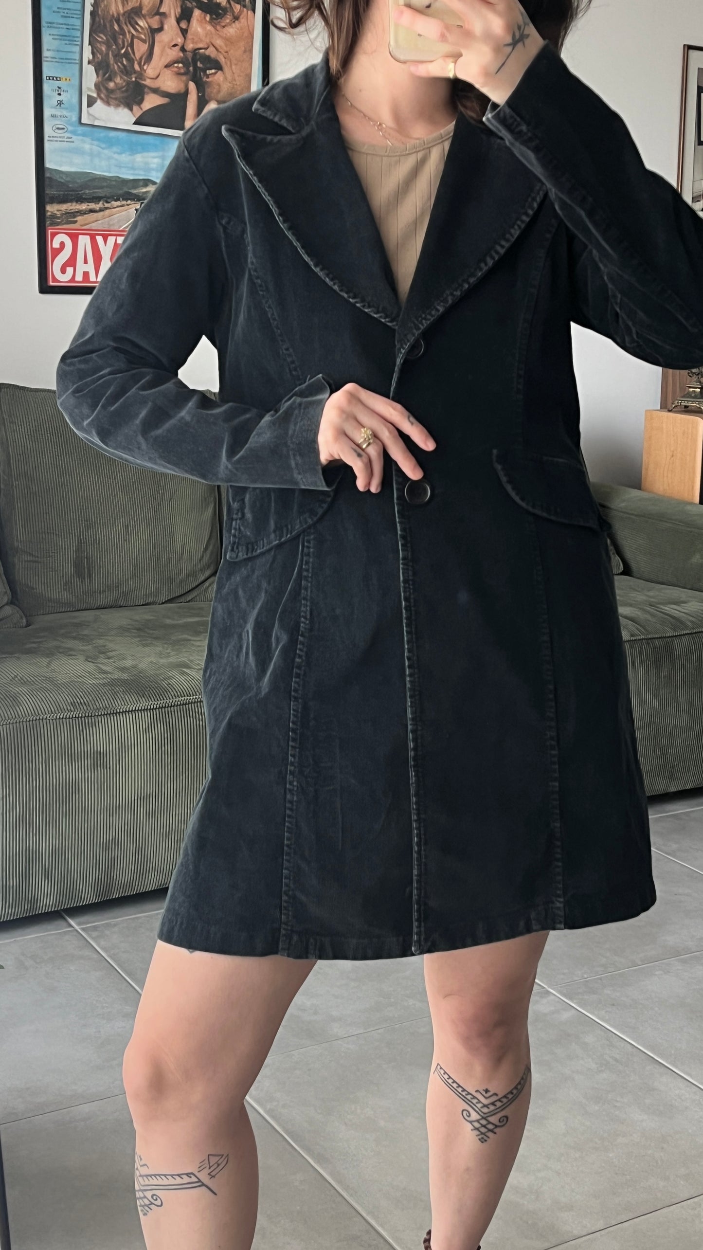 Black Midi Corduroy Jacket