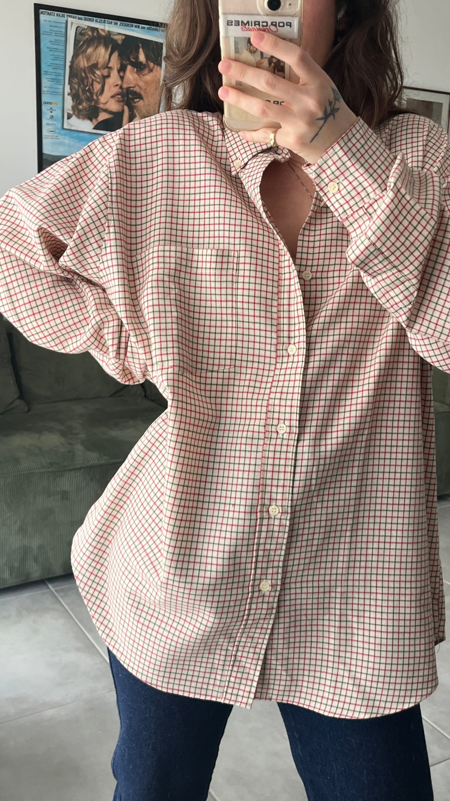 Green and Red Plaid Button-Down