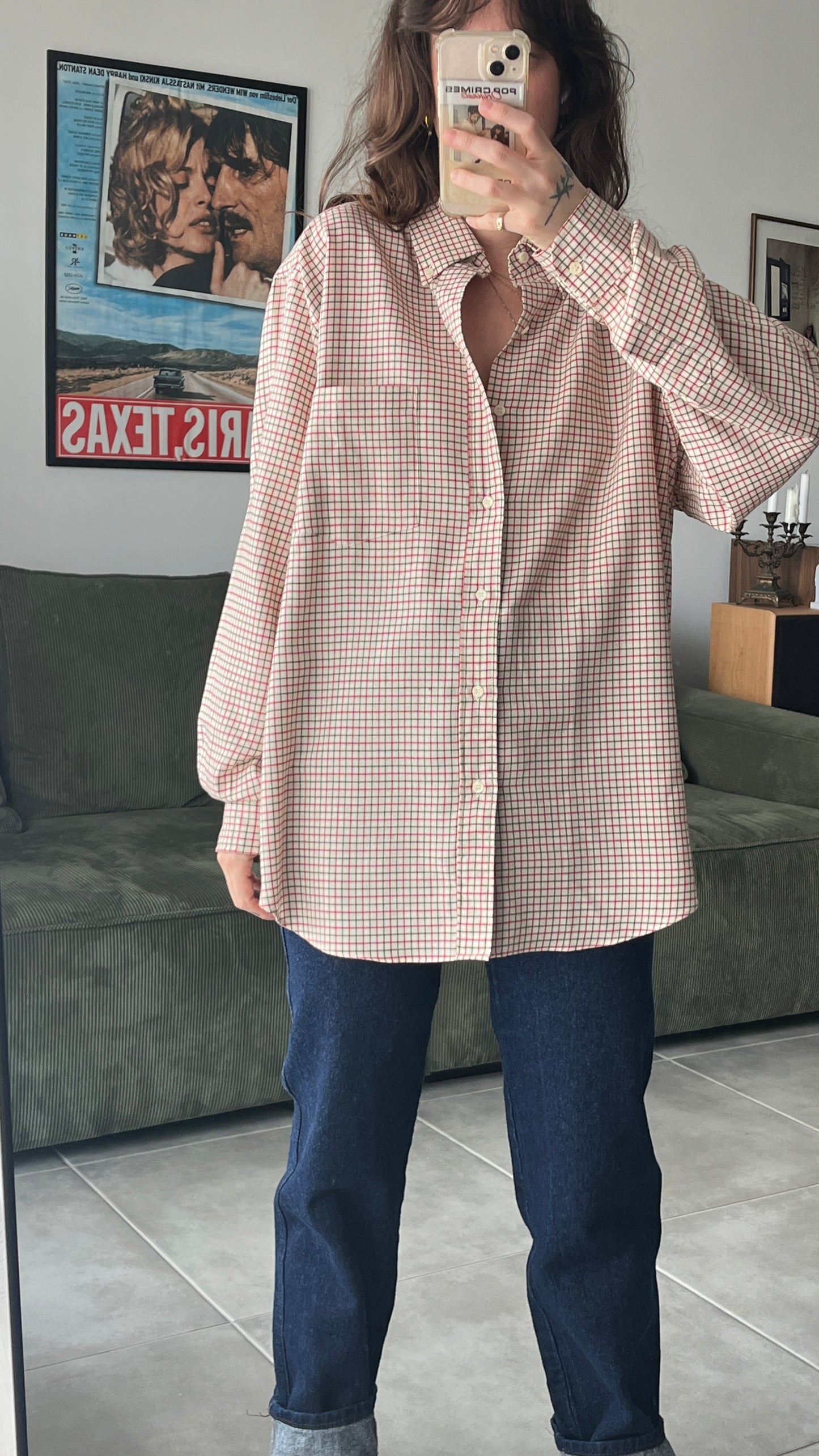 Green and Red Plaid Button-Down