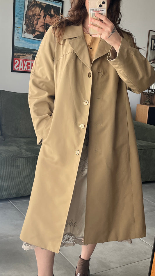 Beige Midi Trench Coat