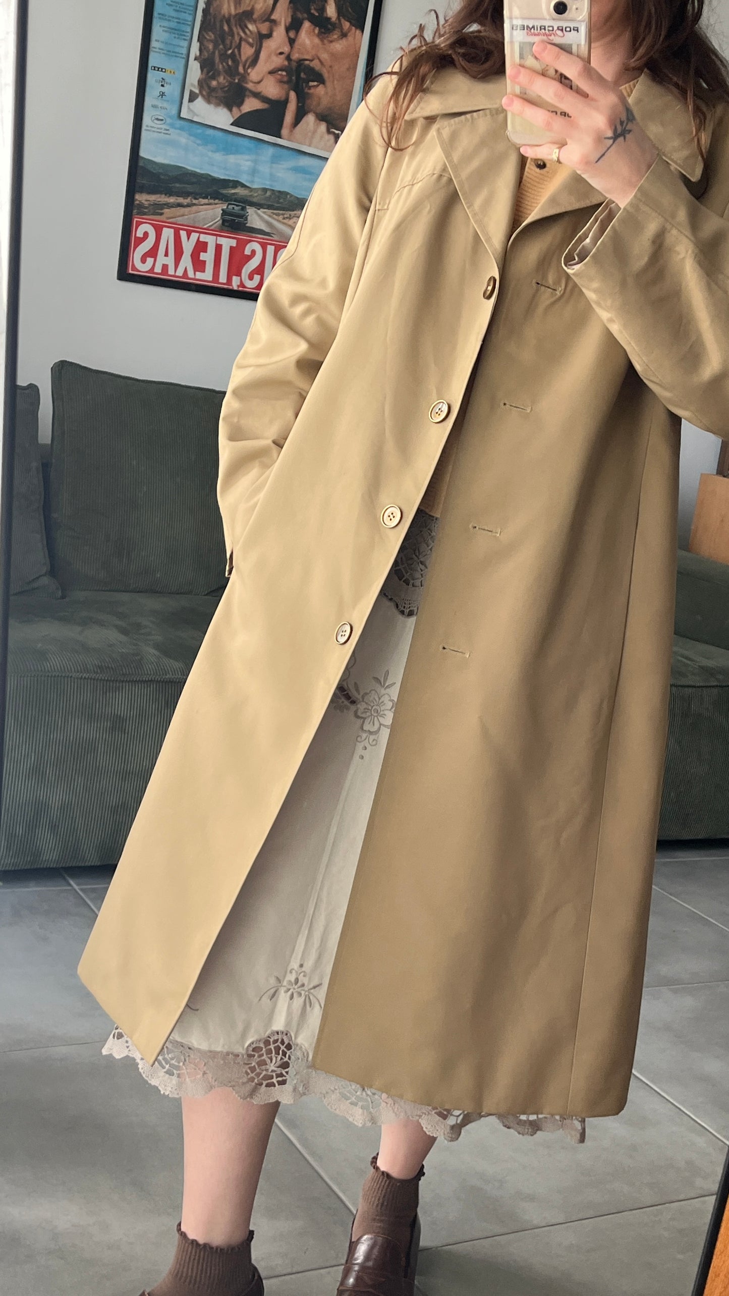 Beige Midi Trench Coat