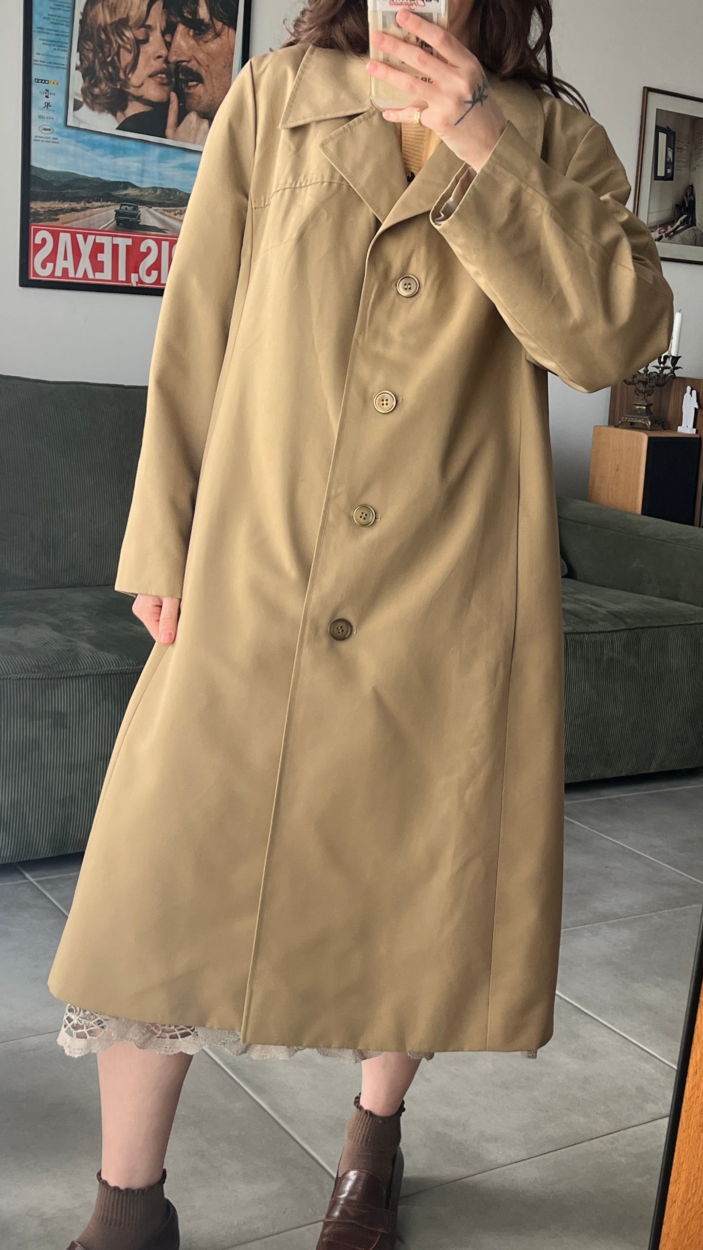 Beige Midi Trench Coat