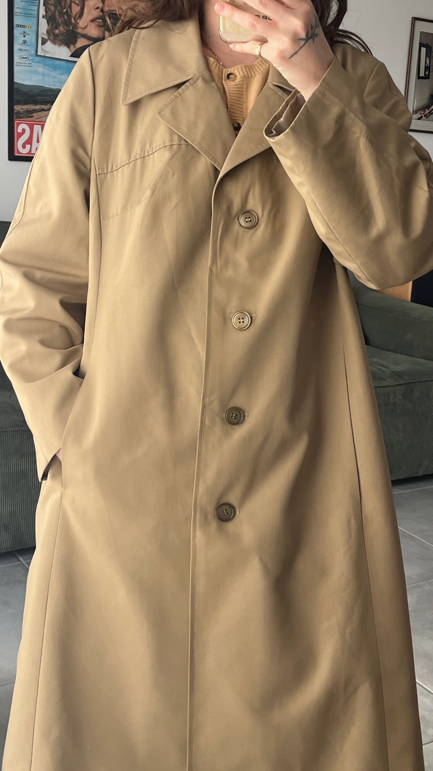 Beige Midi Trench Coat