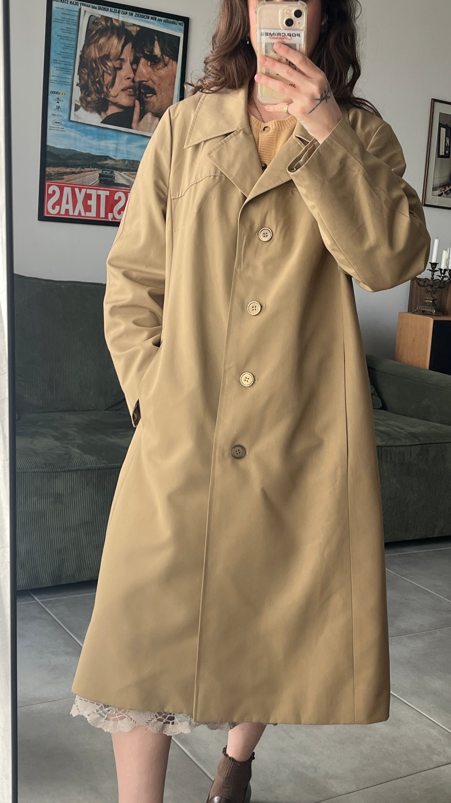 Beige Midi Trench Coat