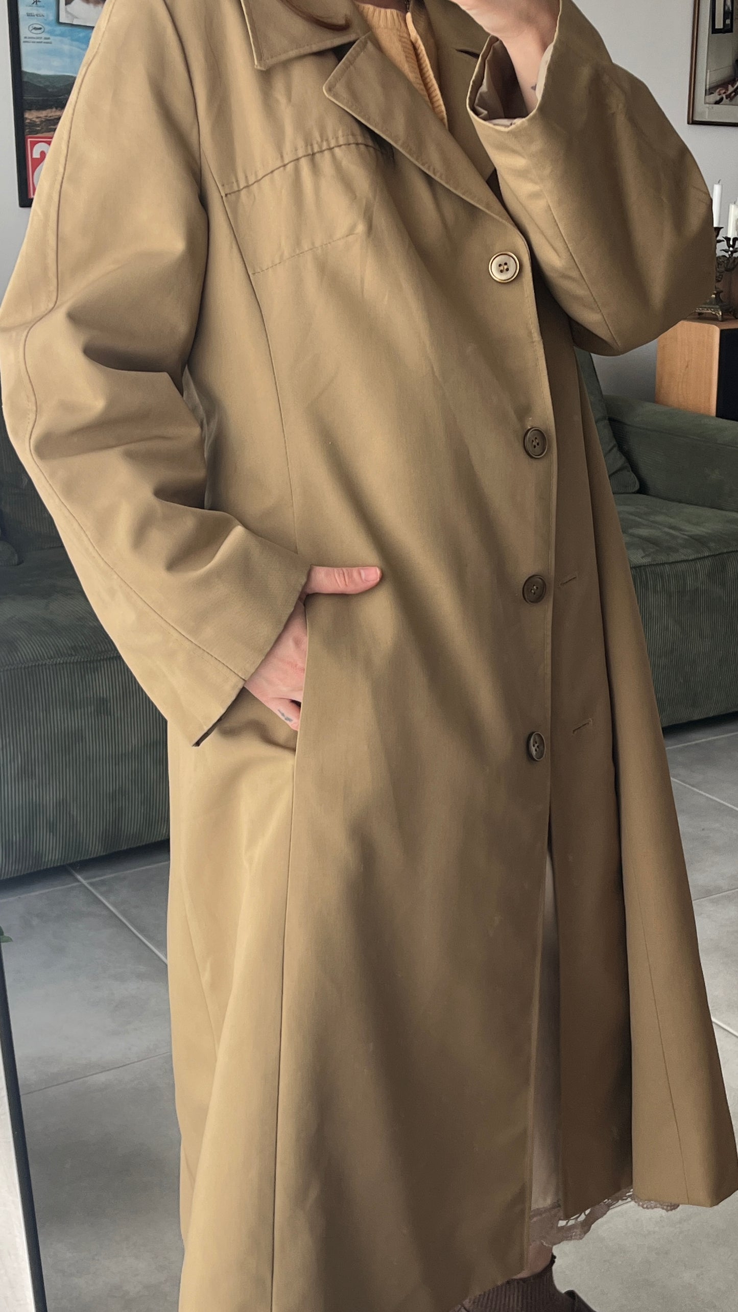 Beige Midi Trench Coat