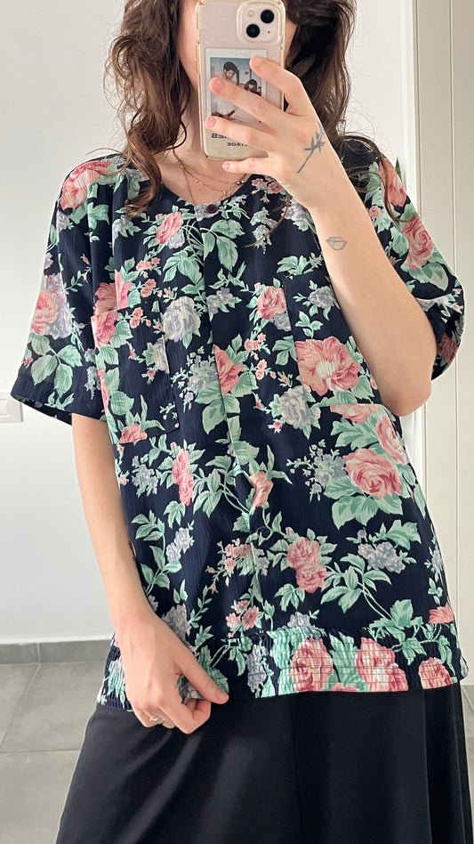 80s Floral Blouse