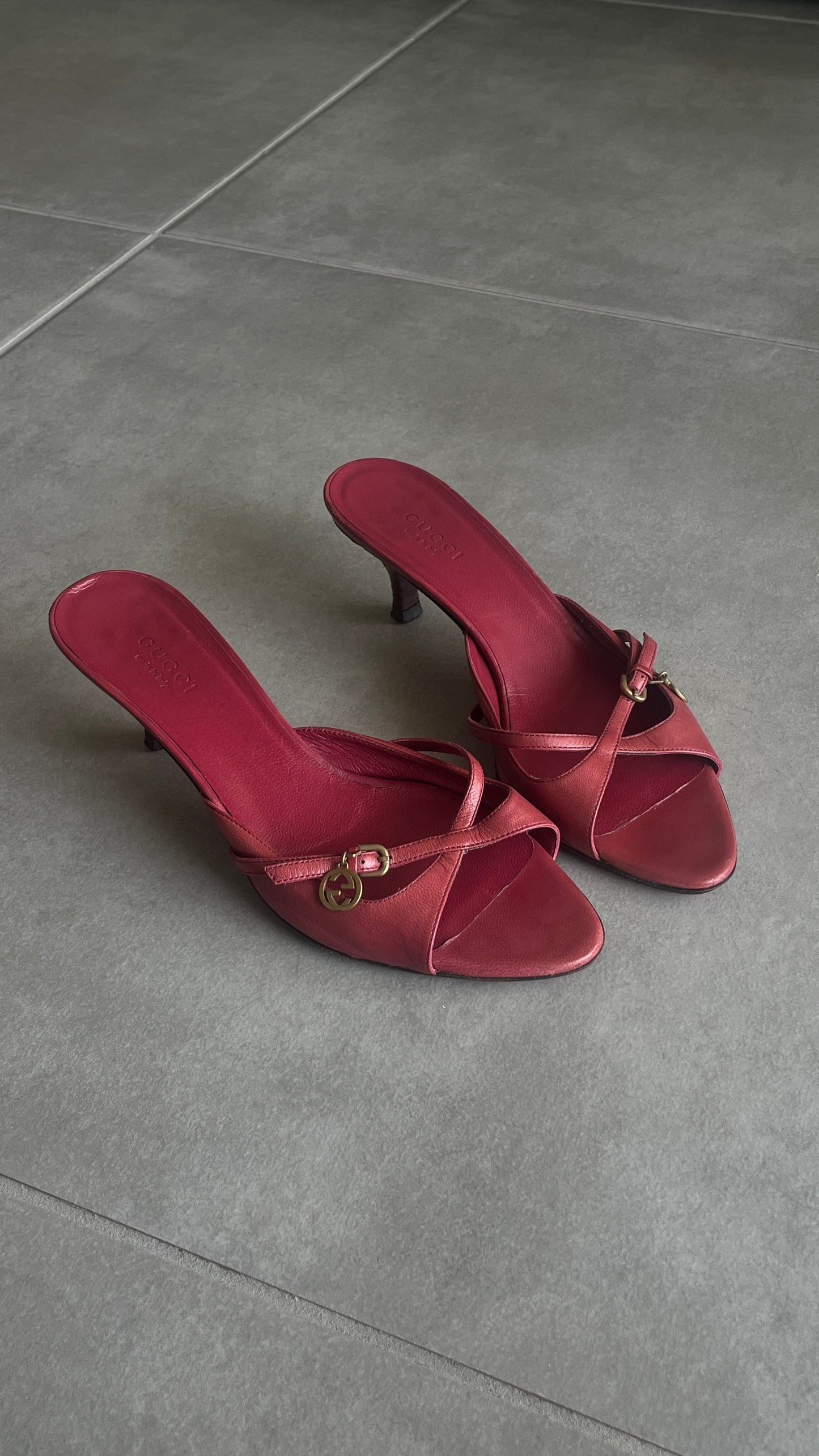 Gucci Kitten Heel Sandals GG Charm