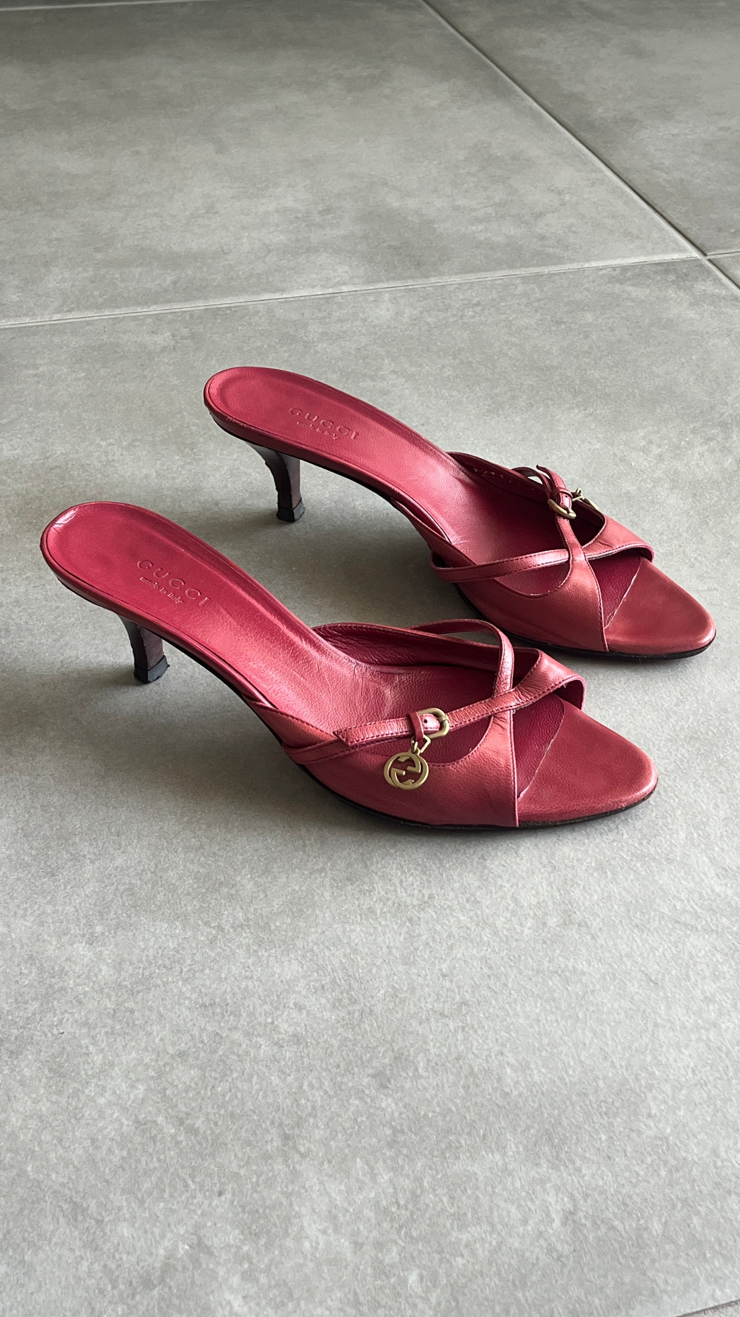 Gucci Kitten Heel Sandals GG Charm