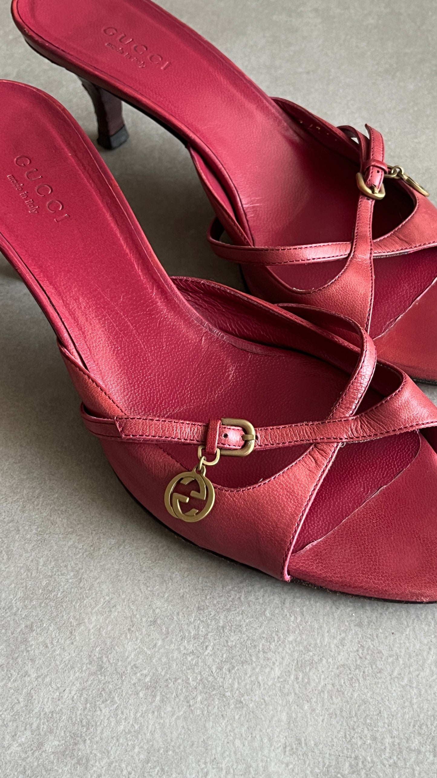 Gucci Kitten Heel Sandals GG Charm