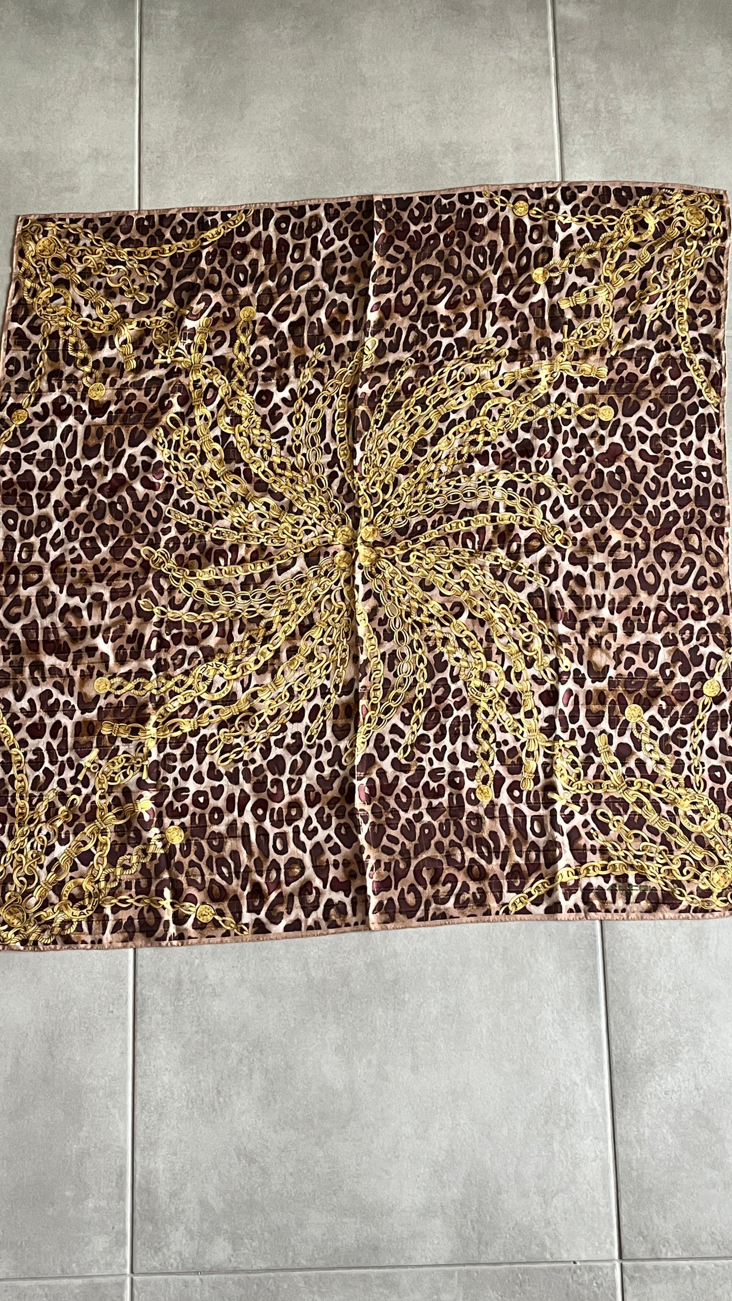 Lancel Giant Leopard Print Silk Scarf