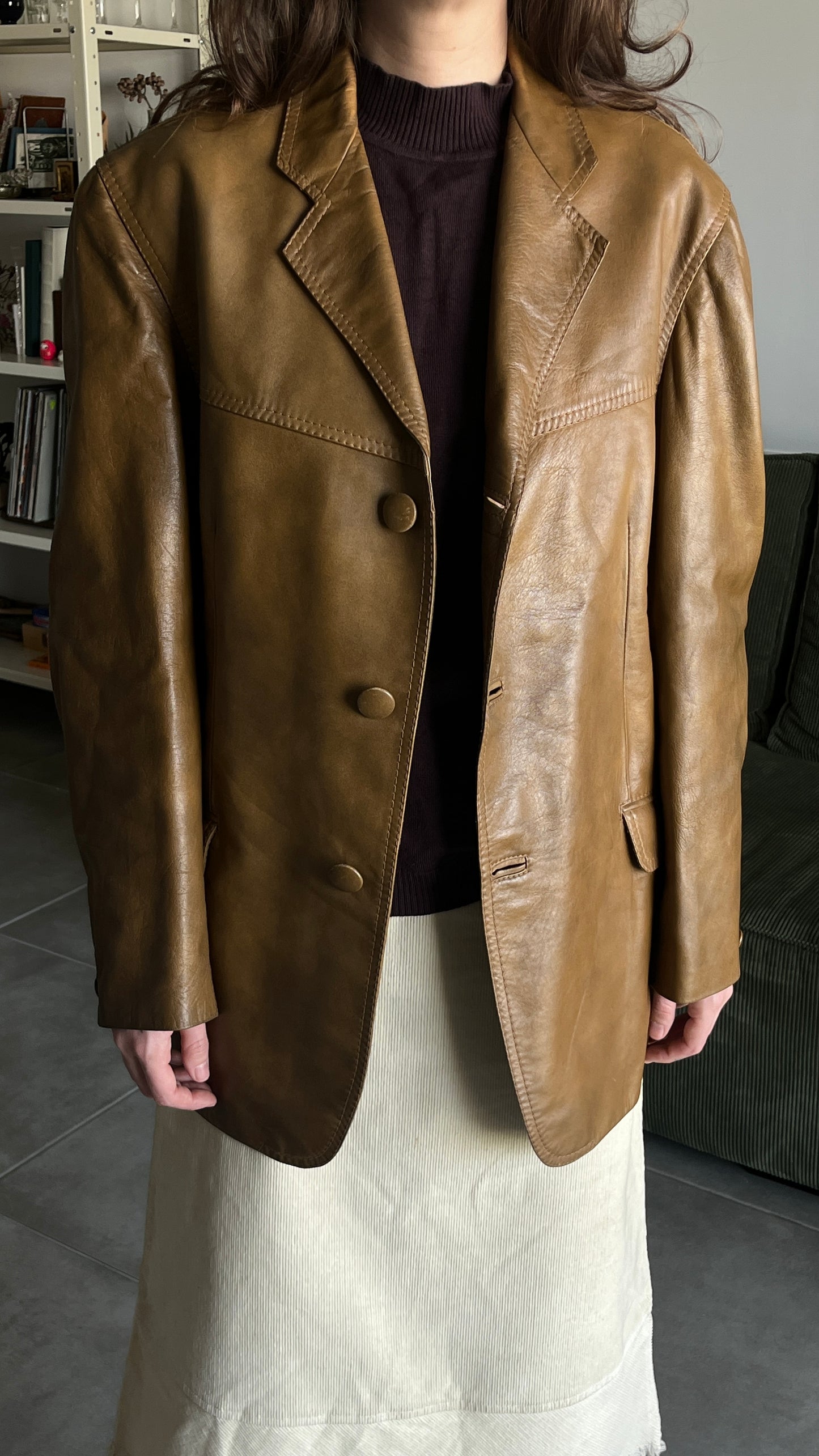 Brown Tailored Leather Coa
