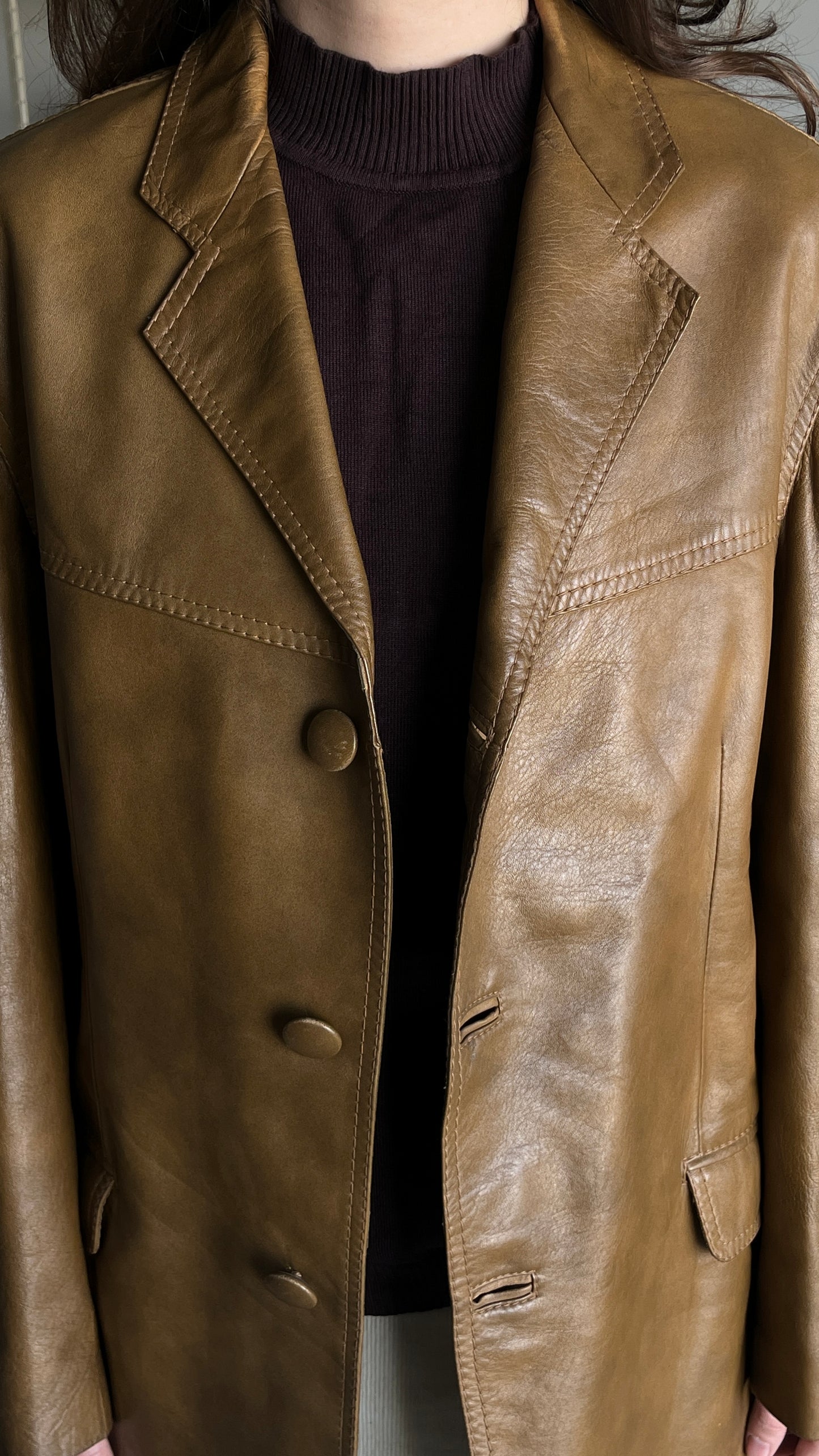 Brown Tailored Leather Coa