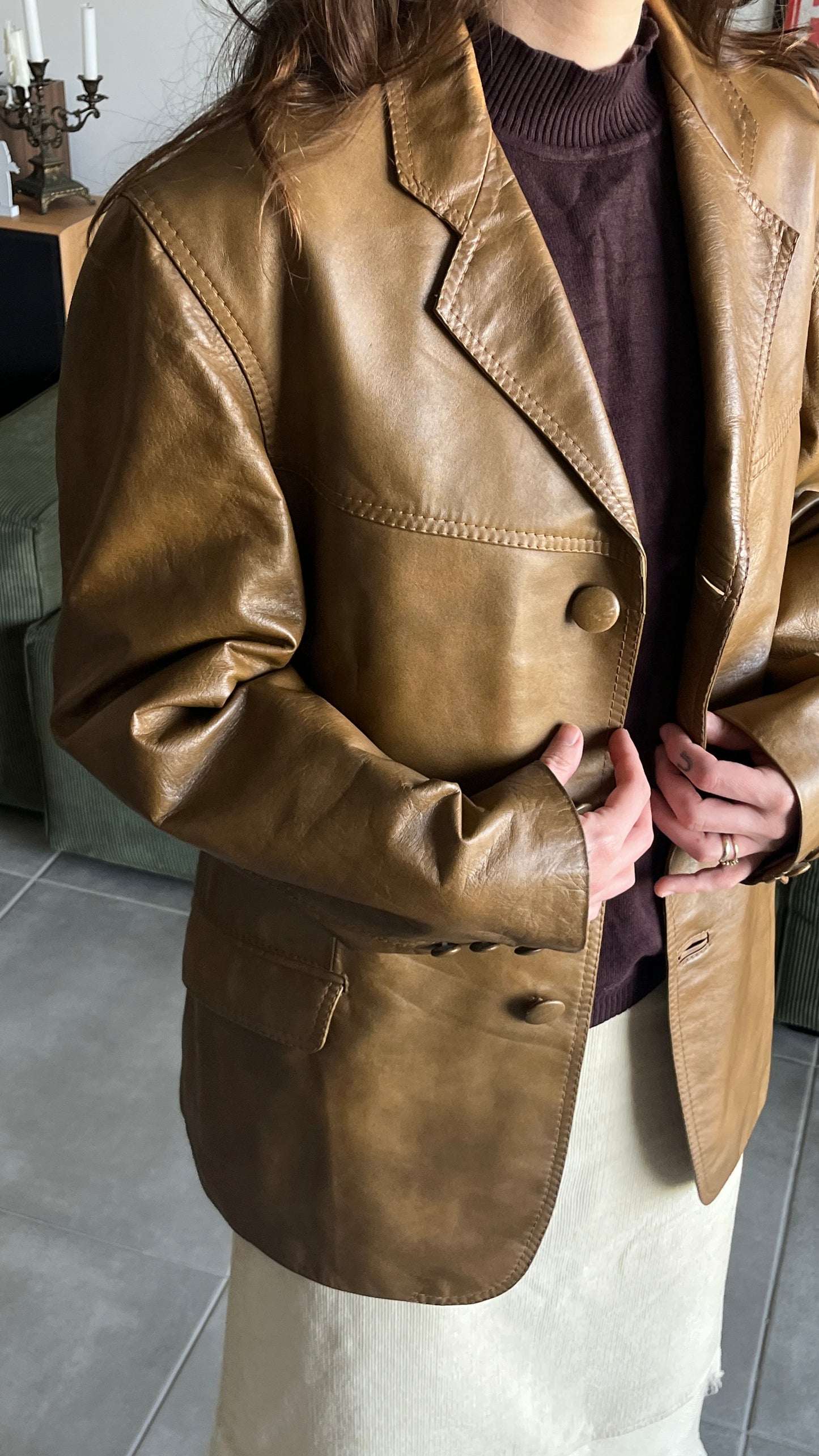 Brown Tailored Leather Coa