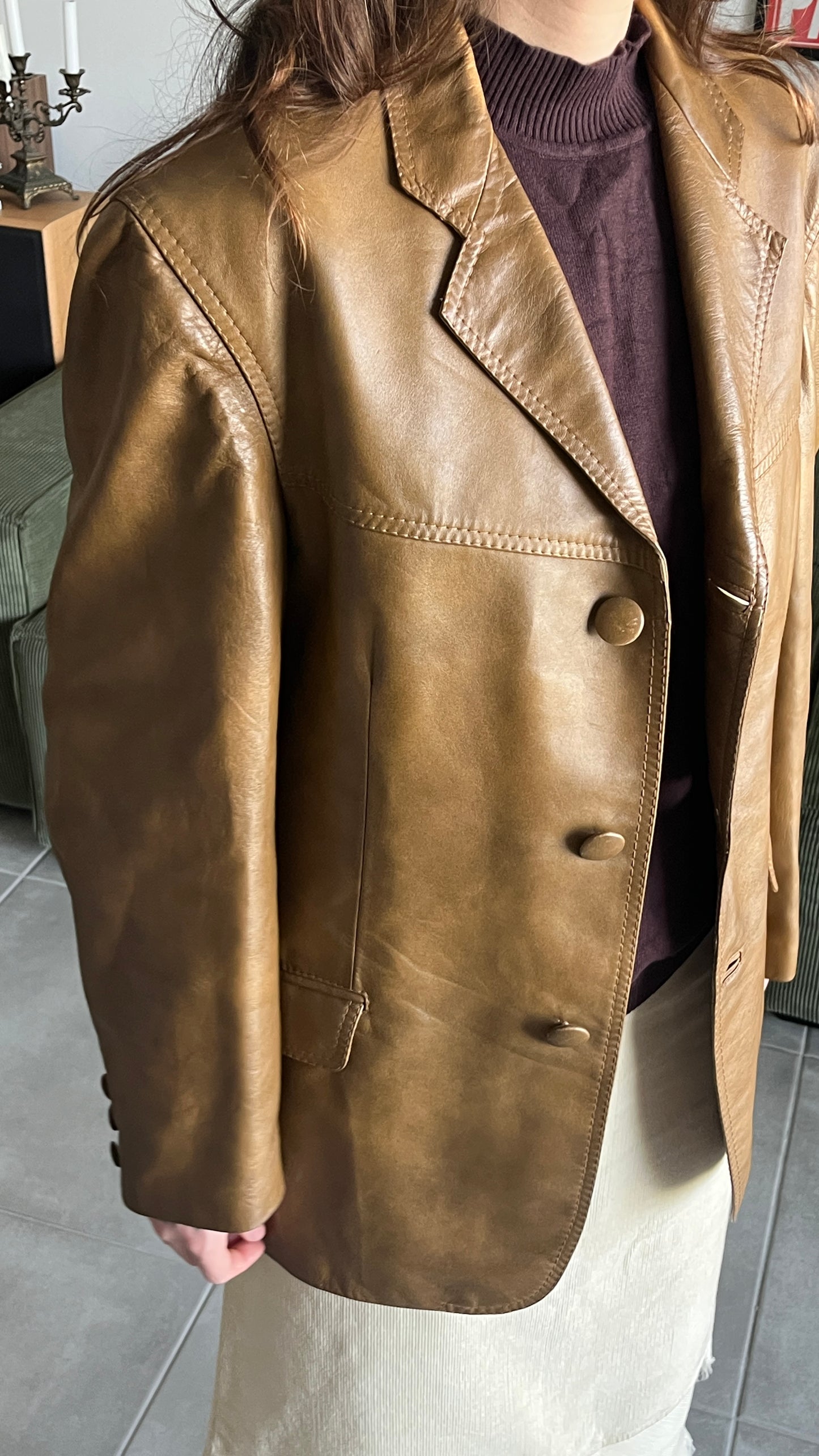 Brown Tailored Leather Coa
