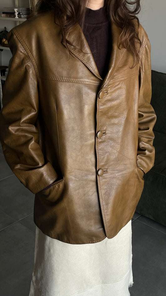 Brown Tailored Leather Coa
