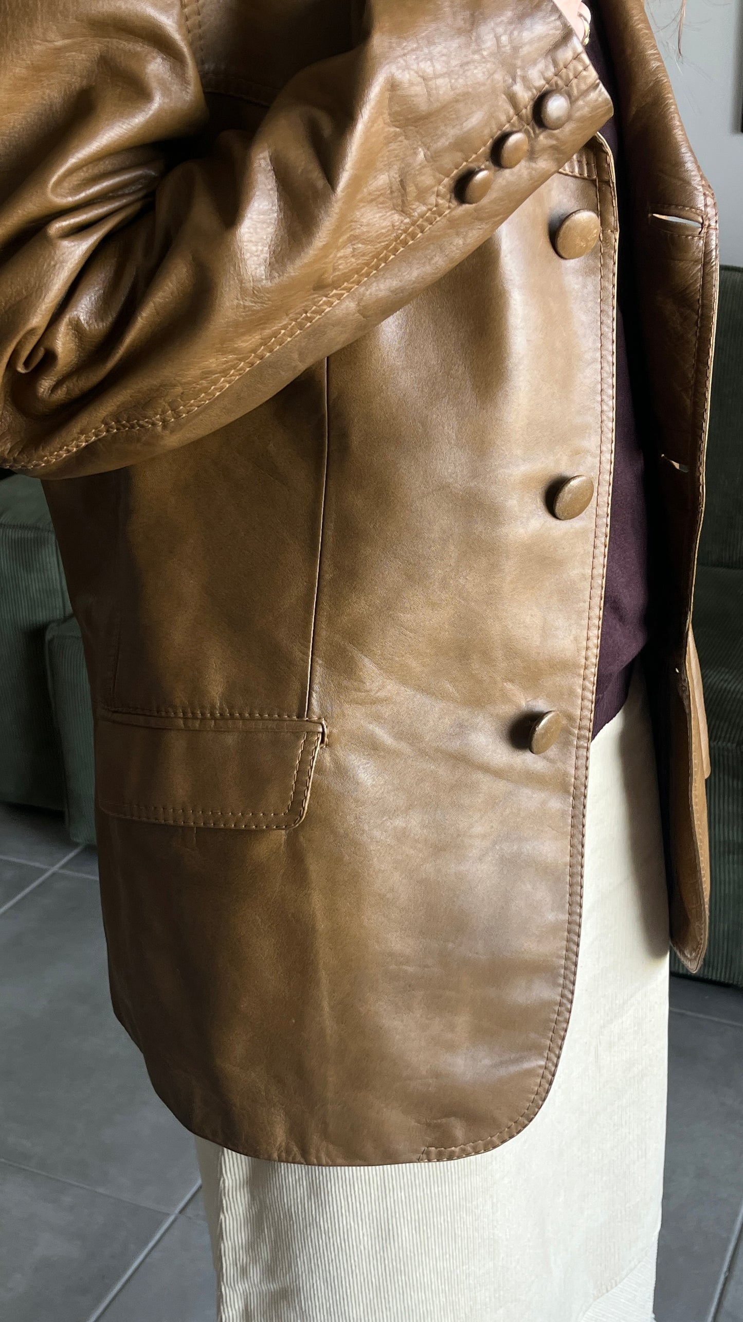Brown Tailored Leather Coa