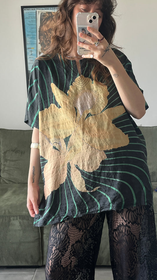 Silk Blouse with Large Flowers