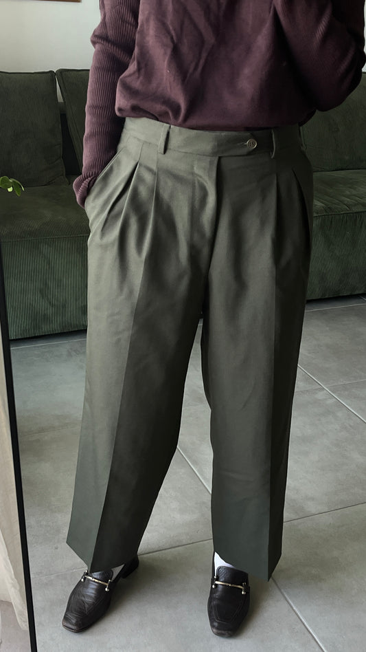 Tailored Green Wool Trousers