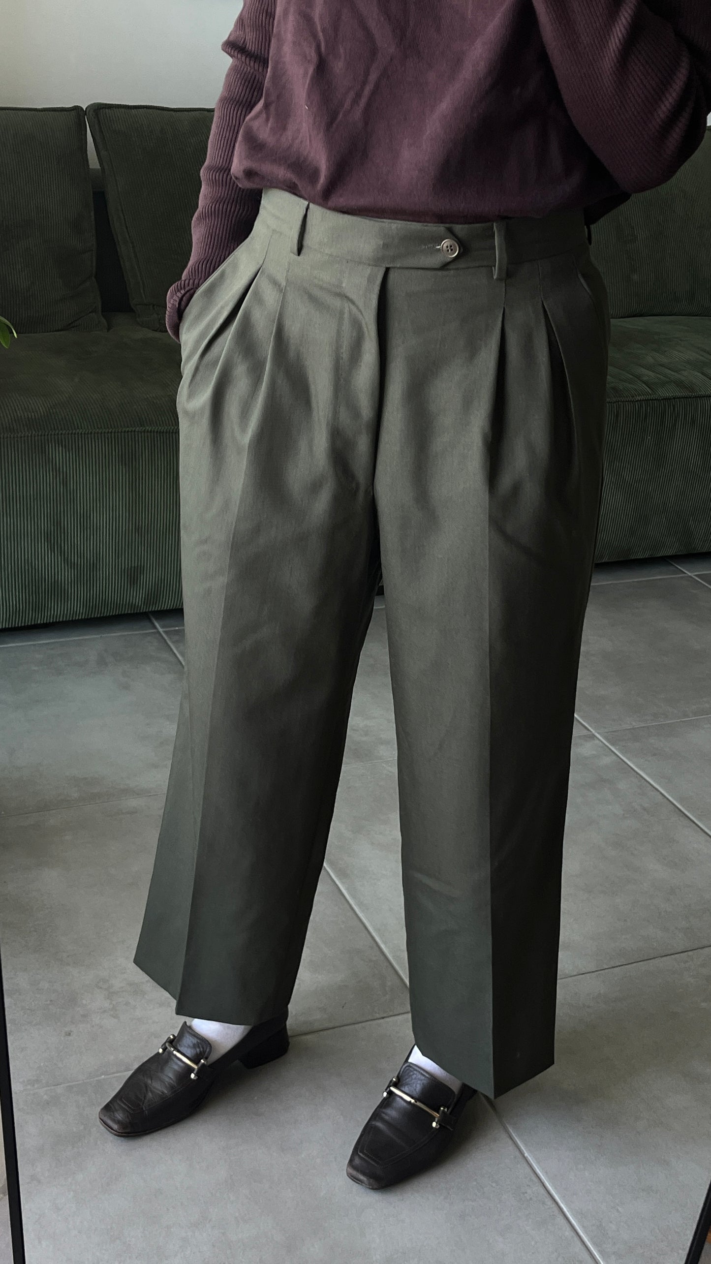 Tailored Green Wool Trousers
