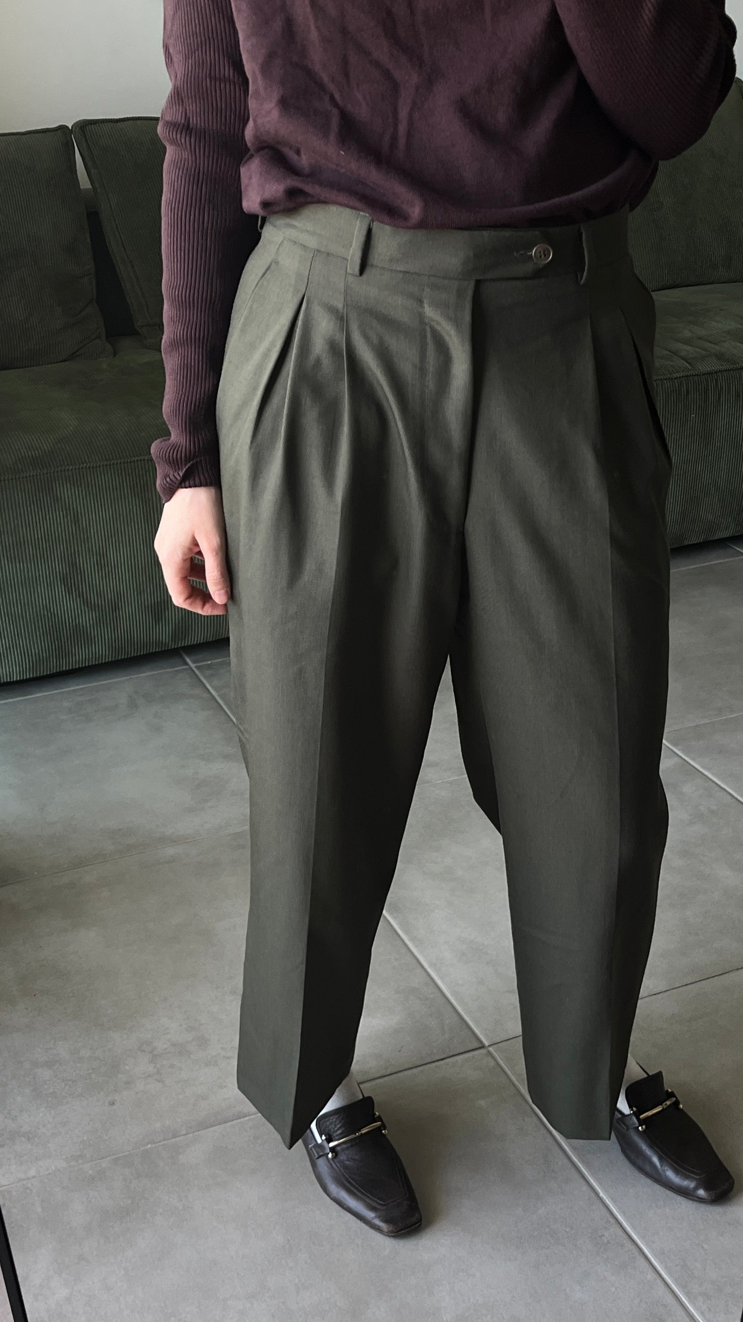 Tailored Green Wool Trousers