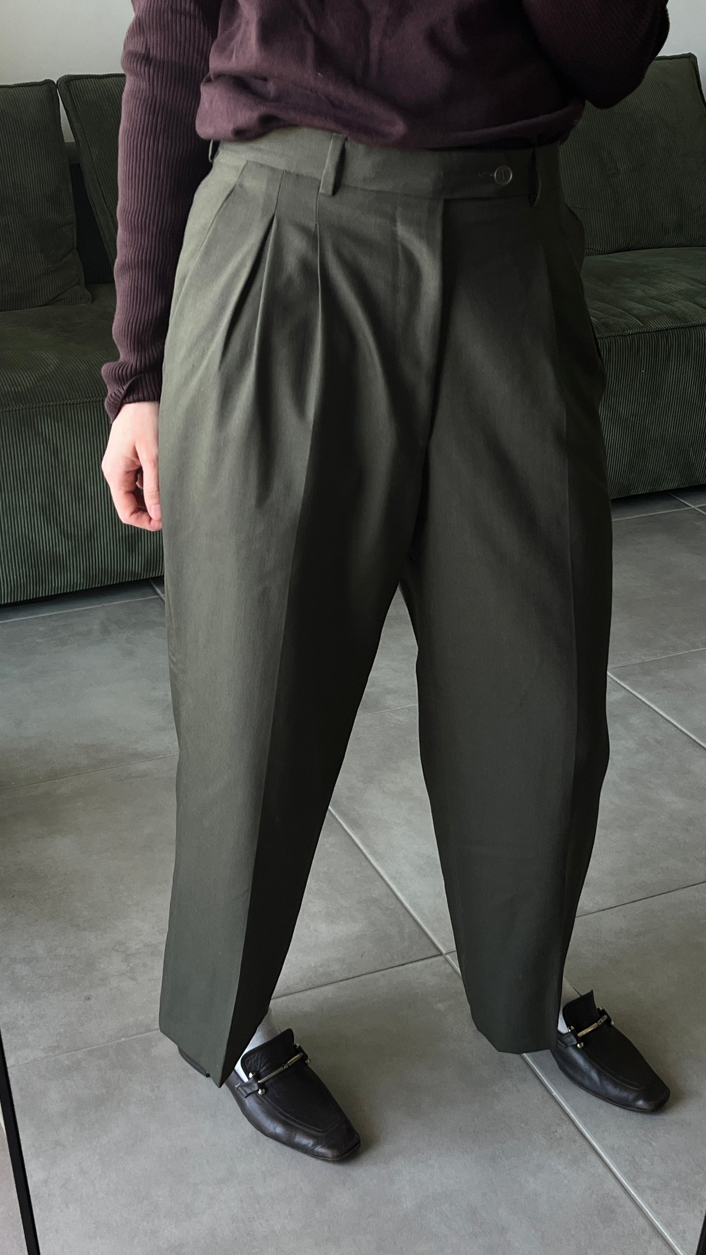 Tailored Green Wool Trousers