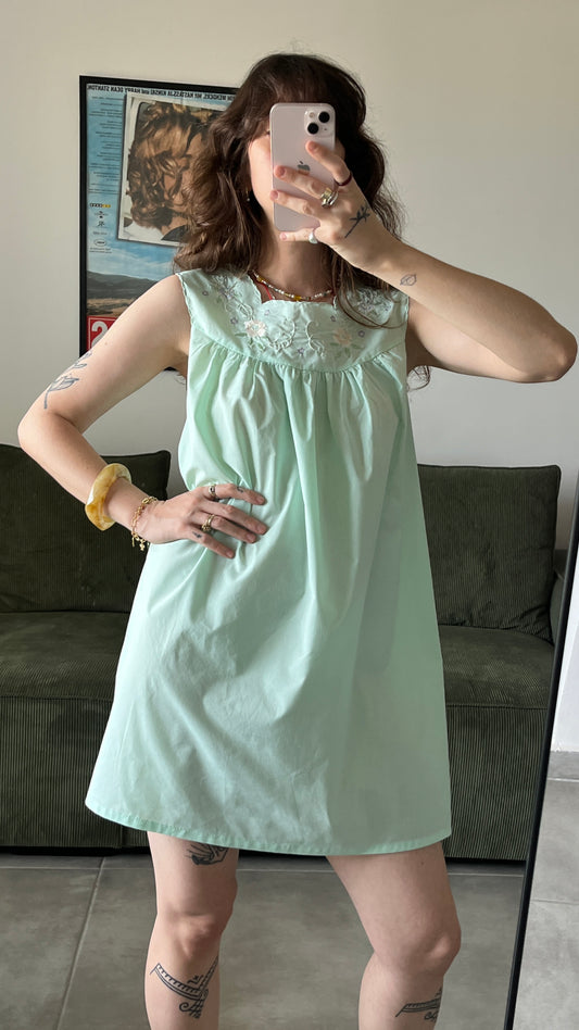 Mint Embroidered Nightgown