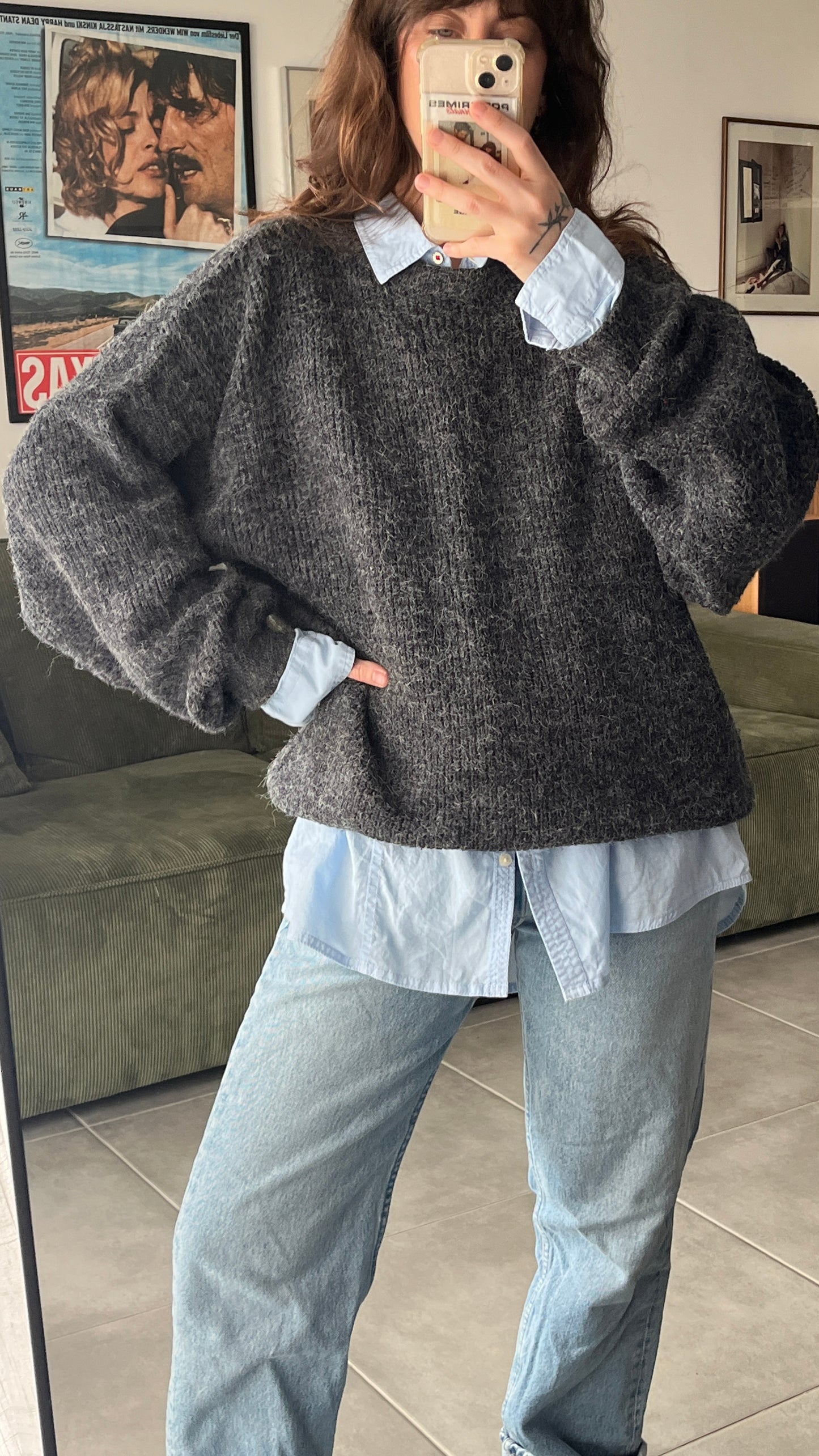 Dark Gray Oversized Knit