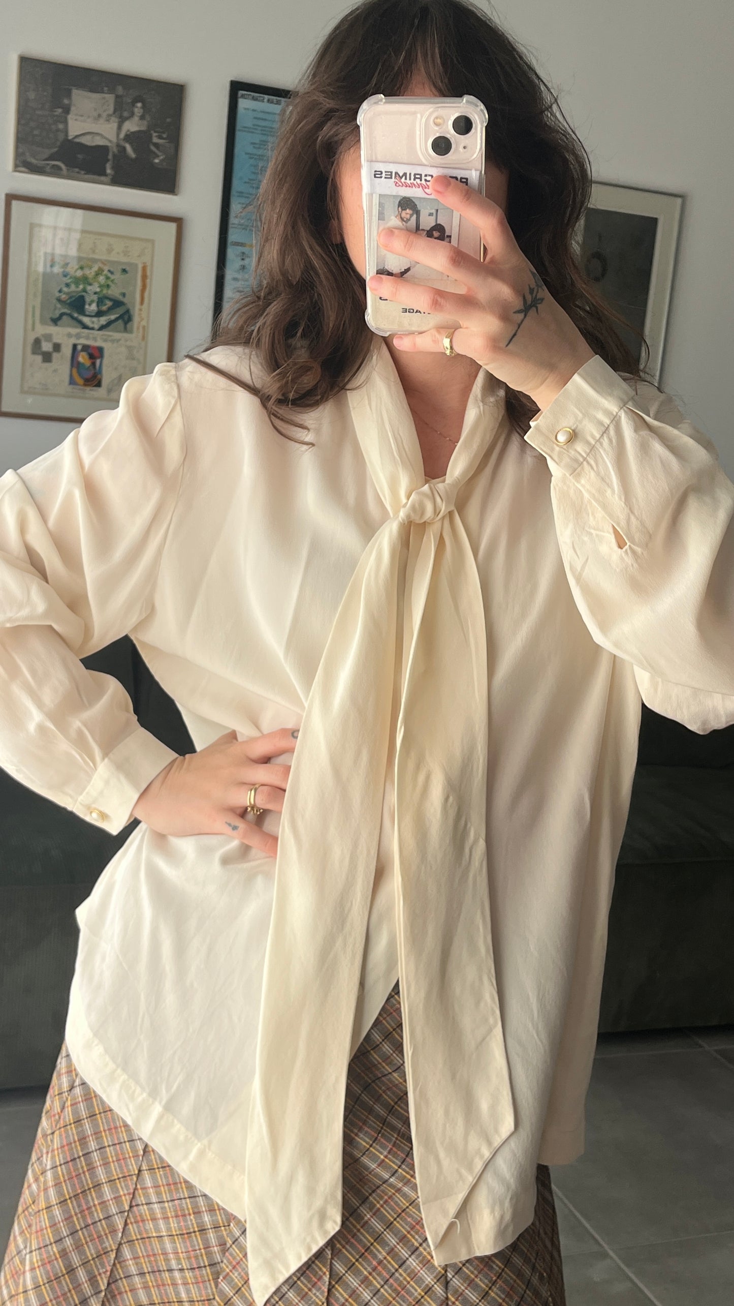 Silk Shirt with Tie Collar