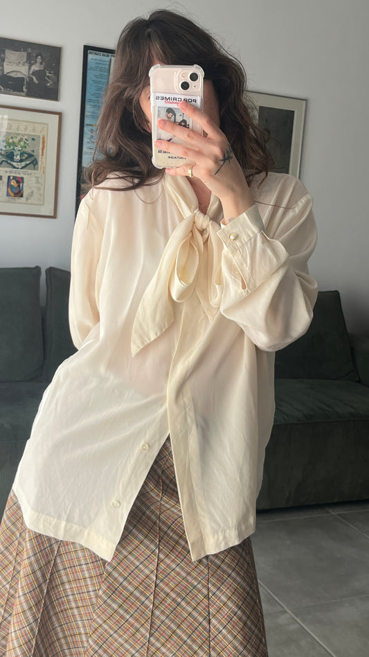 Silk Shirt with Tie Collar