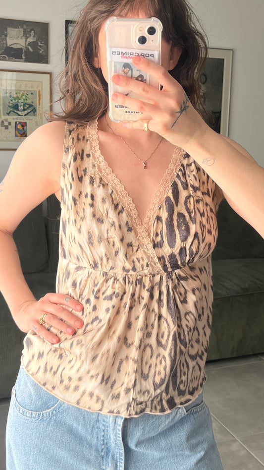 Roberto Cavalli Leopard Print Tank Top