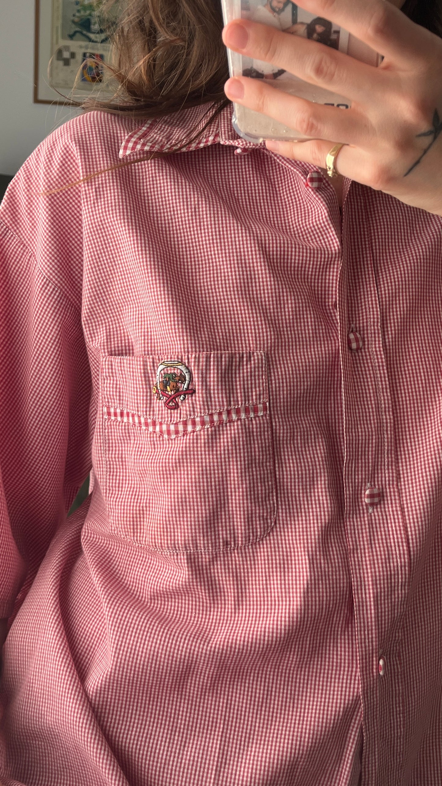 Plaid Shirt with Horse Embroidery