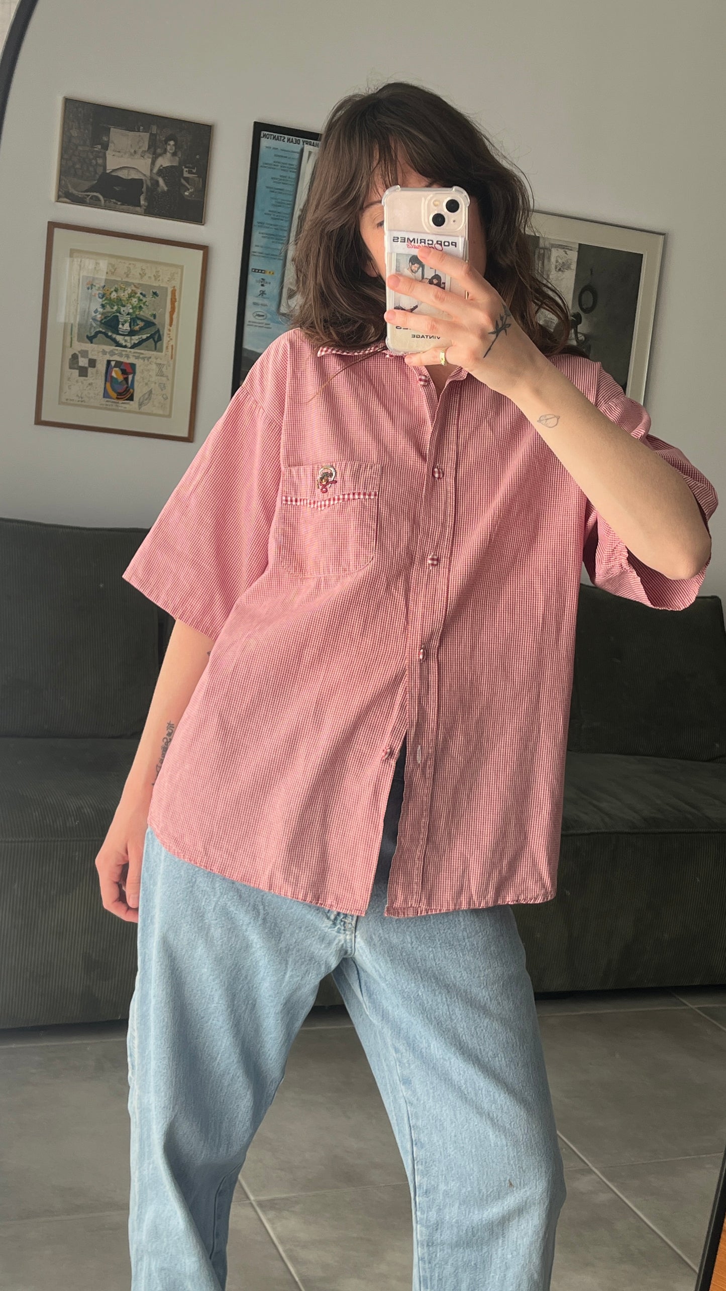 Plaid Shirt with Horse Embroidery