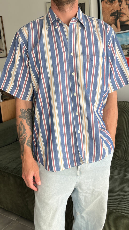 Short-Sleeved Striped Button-Down